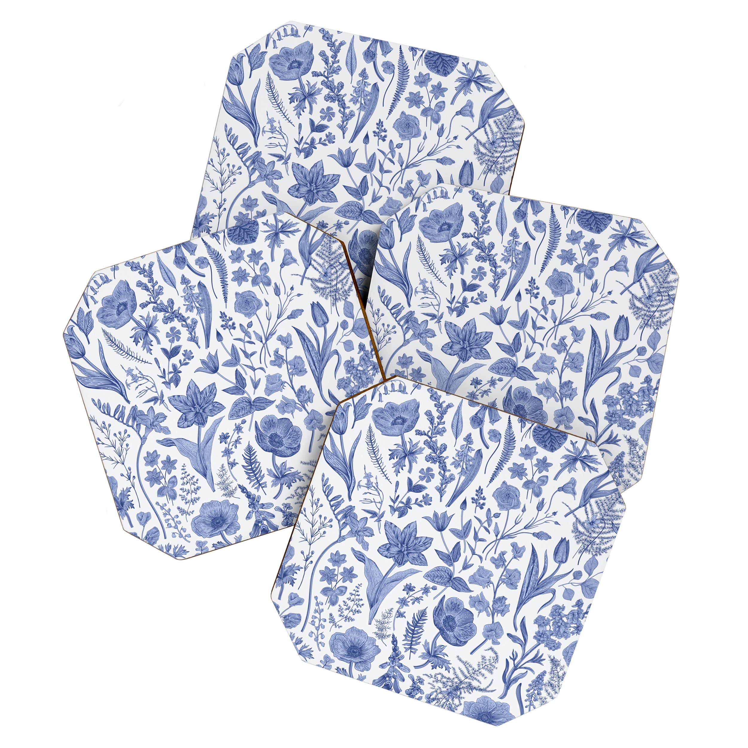 Meadow Magic Blooming Blue & White Wild Flower Floral Coaster Gallery Image 1