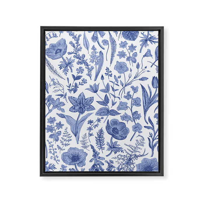 Meadow Magic Blooming Blue & White Wild Flower Floral Framed Canvas Print Gallery Image 1