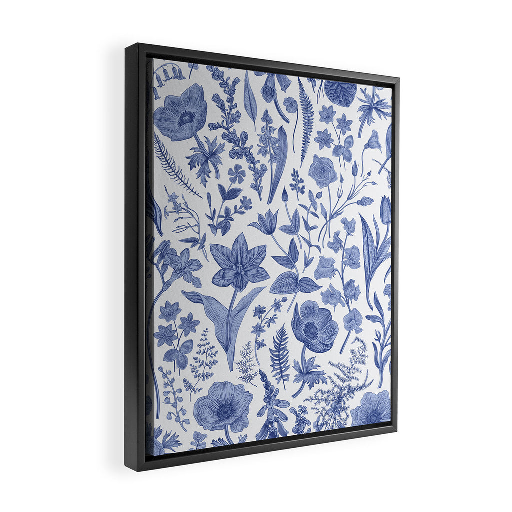 Meadow Magic Blooming Blue & White Wild Flower Floral Framed Canvas Print Gallery Image 2