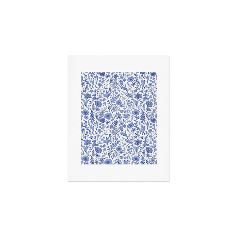 Meadow Magic Blooming Blue & White Wild Flower Floral Art Print Gallery Image 1