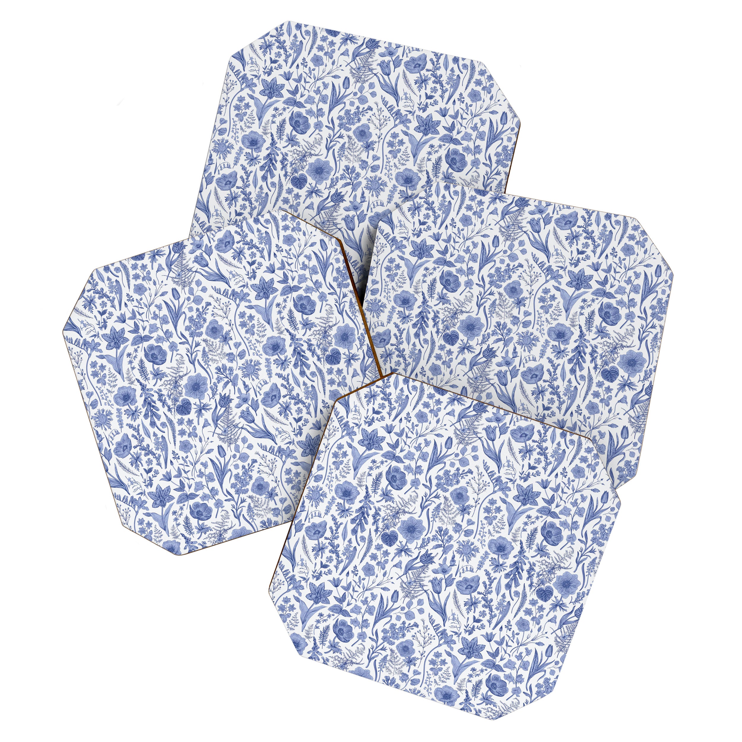 Meadow Magic Blooming Blue & White Wild Flower Floral Coaster Gallery Image 1
