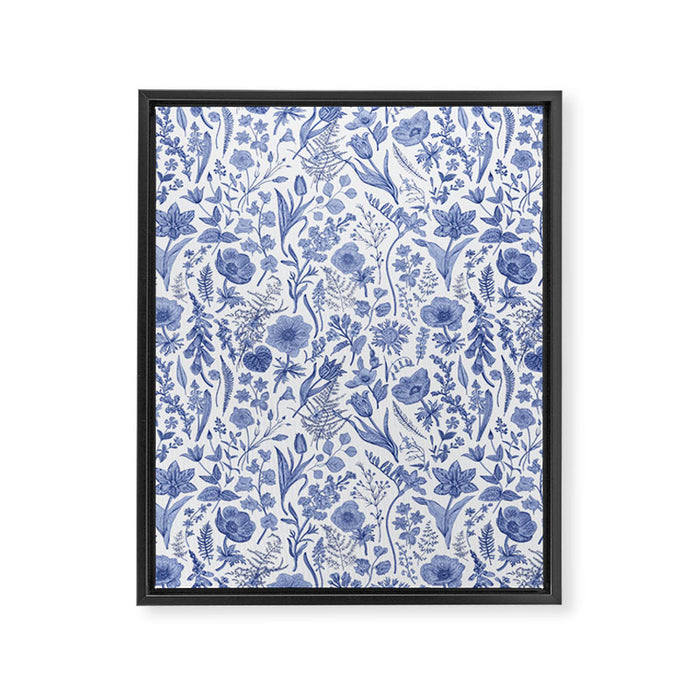 Meadow Magic Blooming Blue & White Wild Flower Floral Framed Canvas Print Gallery Image 1