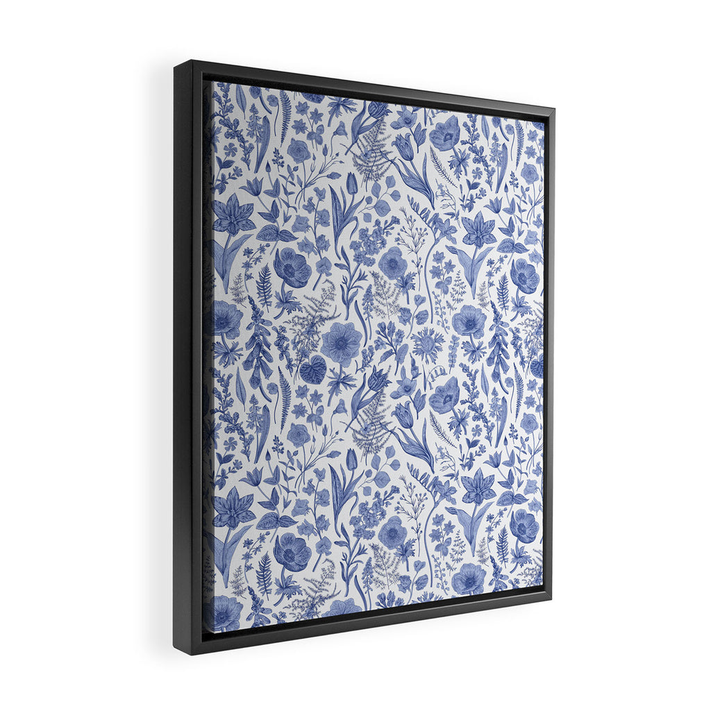 Meadow Magic Blooming Blue & White Wild Flower Floral Framed Canvas Print Gallery Image 2