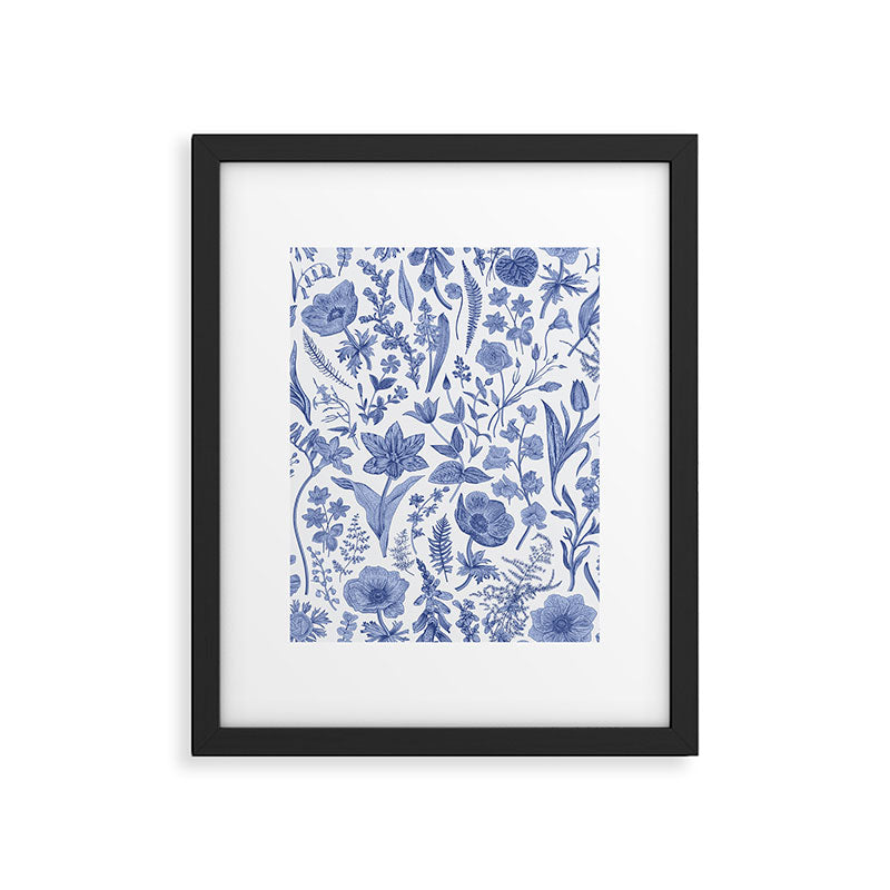 Meadow Magic Blooming Blue & White Wild Flower Floral Framed Art Print Gallery Image 6