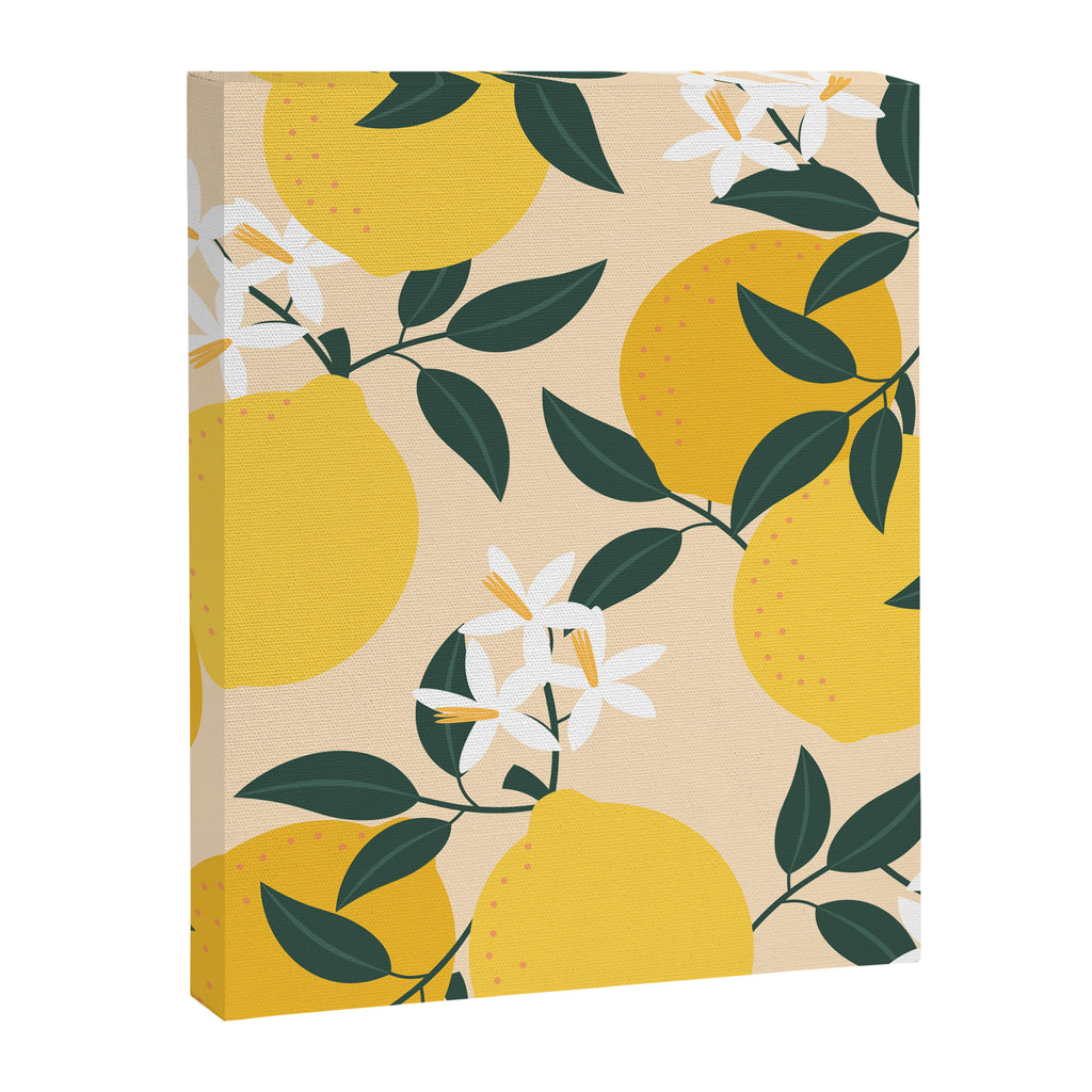 Mediterranean Lemons Zesty Blossom Mid Century Modern Print Pattern Canvas Print Gallery Image 8