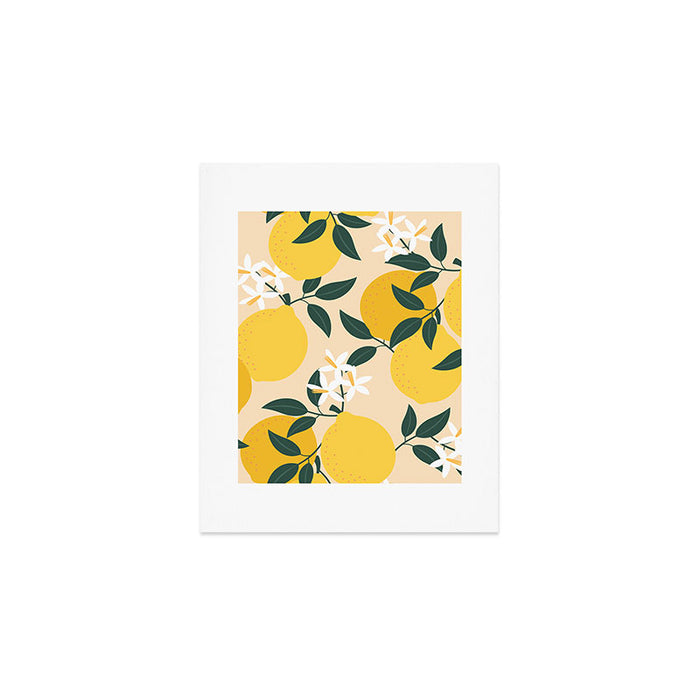 Mediterranean Lemons Zesty Blossom Mid Century Modern Print Pattern Art Print Gallery Image 1