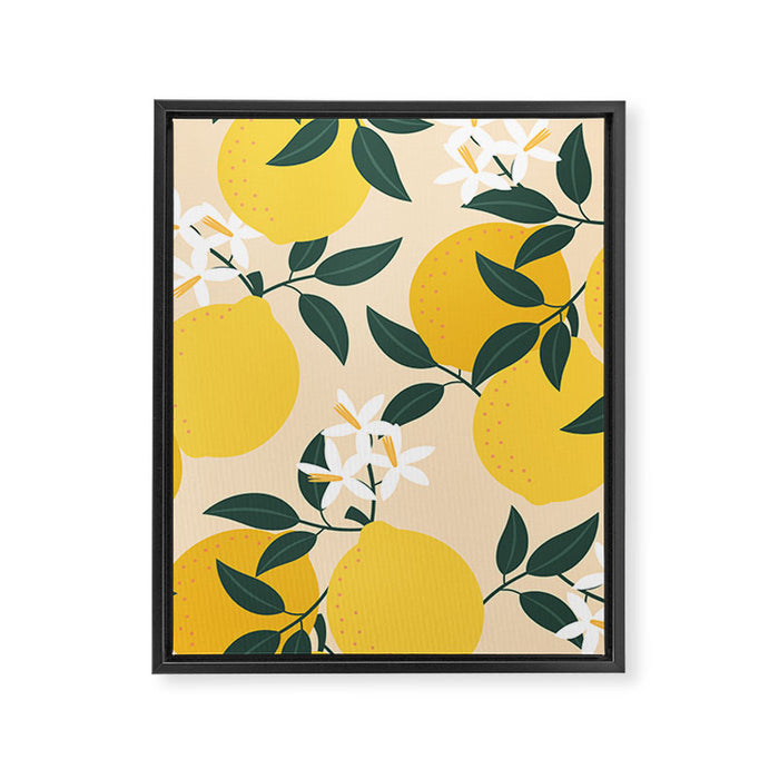Mediterranean Lemons Zesty Blossom Mid Century Modern Print Pattern Framed Canvas Print Gallery Image 1
