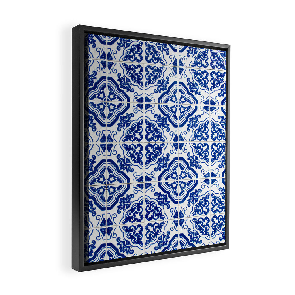 Mediterranean Tile Pattern Portuguese Azulejos Art Framed Canvas Print Gallery Image 2