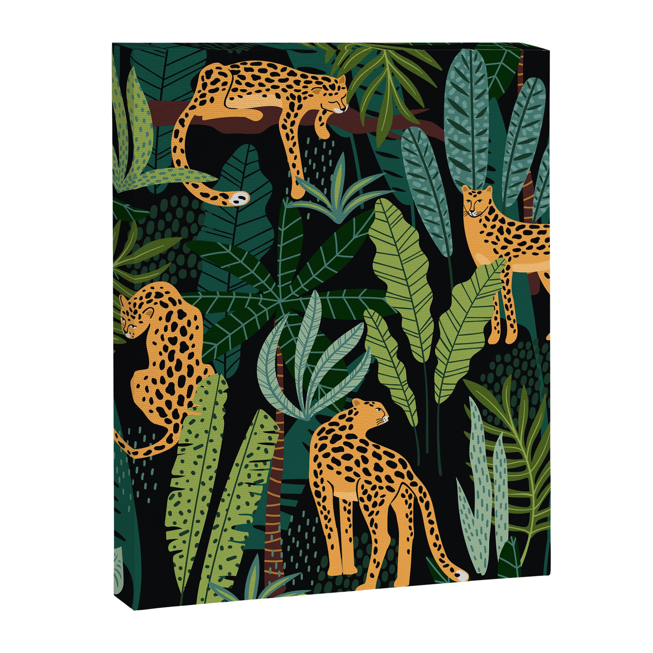 Midnight Leopard Jungle Canvas Print Gallery Image 8