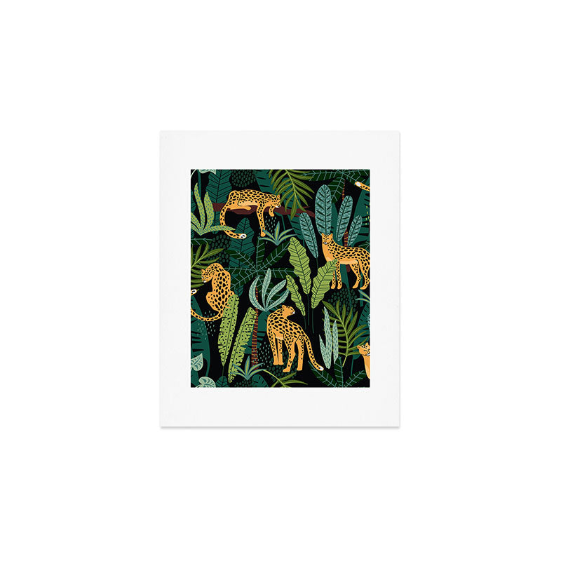 Midnight Leopard Jungle Art Print Gallery Image 1