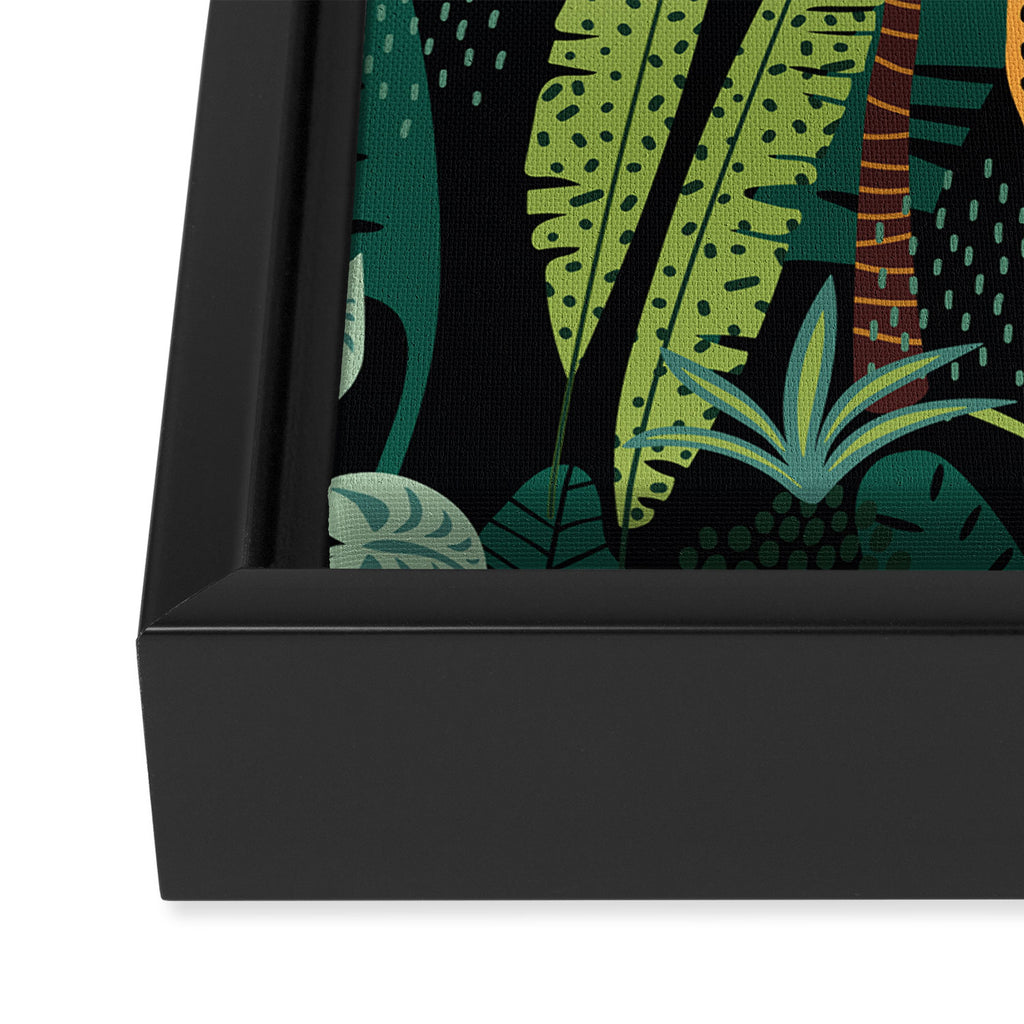 Midnight Leopard Jungle Framed Canvas Print Gallery Image 3