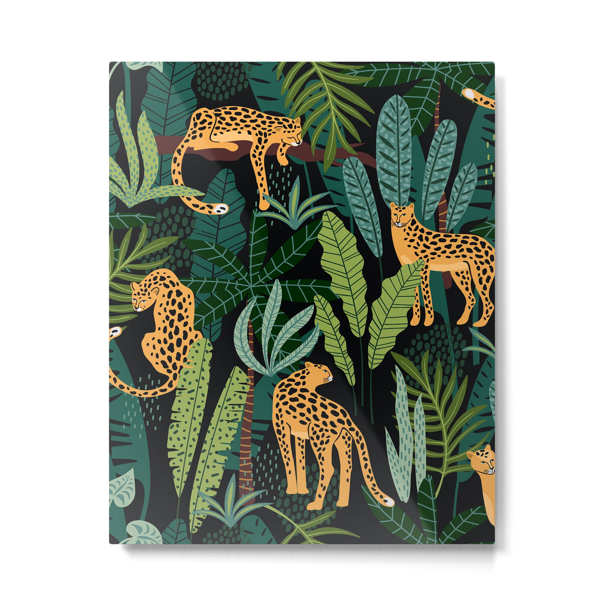 Midnight Leopard Jungle Metal Print Gallery Image 6