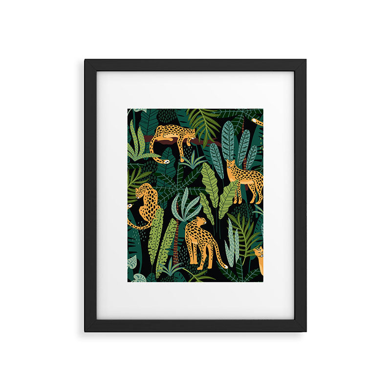 Midnight Leopard Jungle Framed Art Print Gallery Image 6