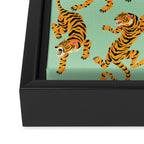 Mint Green Roaring Tiger Pattern Framed Canvas Print Gallery Image 3