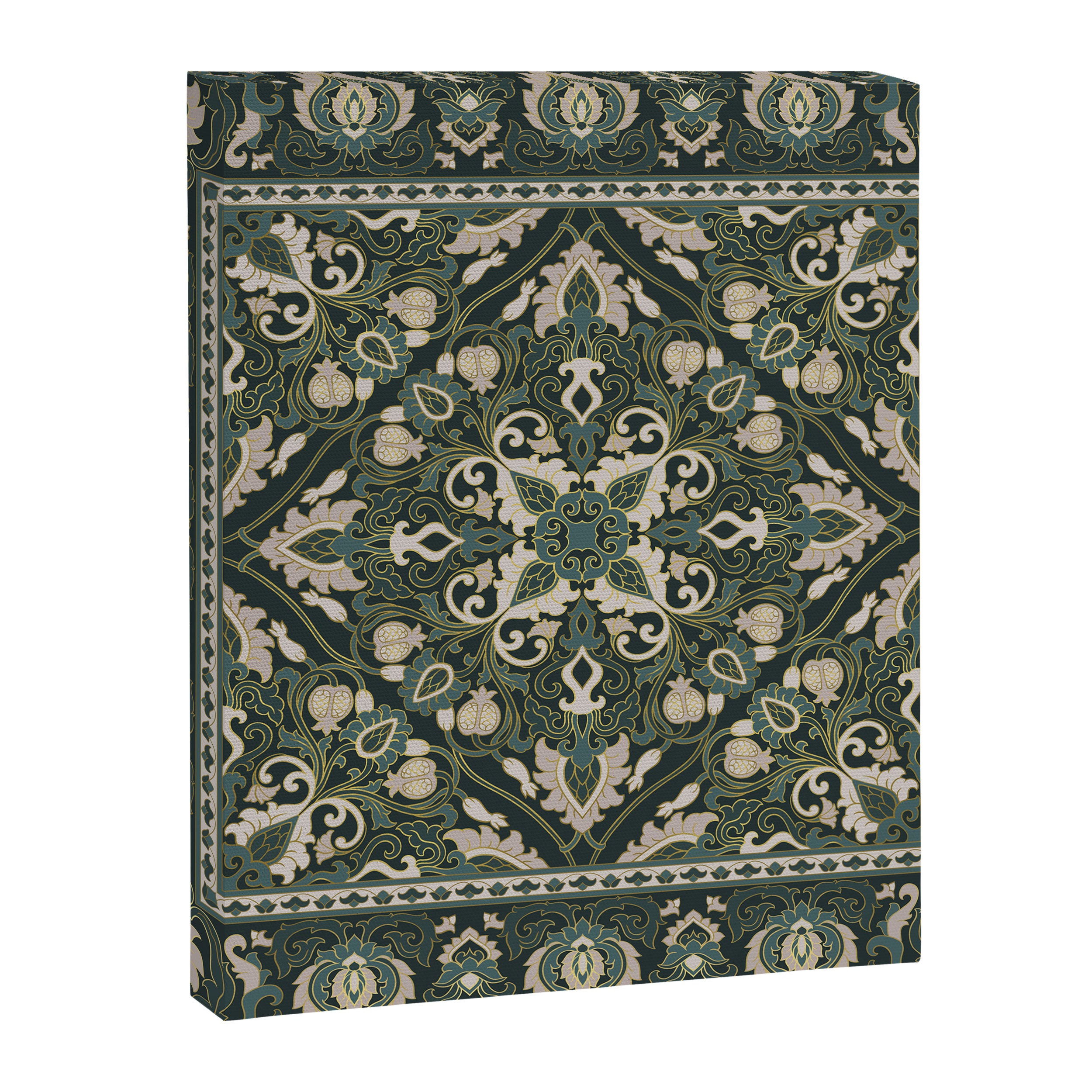 Ornamental Ethnic Bohemian Pattern VIII Emerald Gold Canvas Print Gallery Image 8