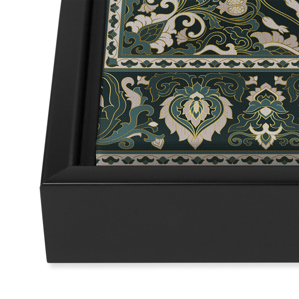 Ornamental Ethnic Bohemian Pattern VIII Emerald Gold Framed Canvas Print Gallery Image 3