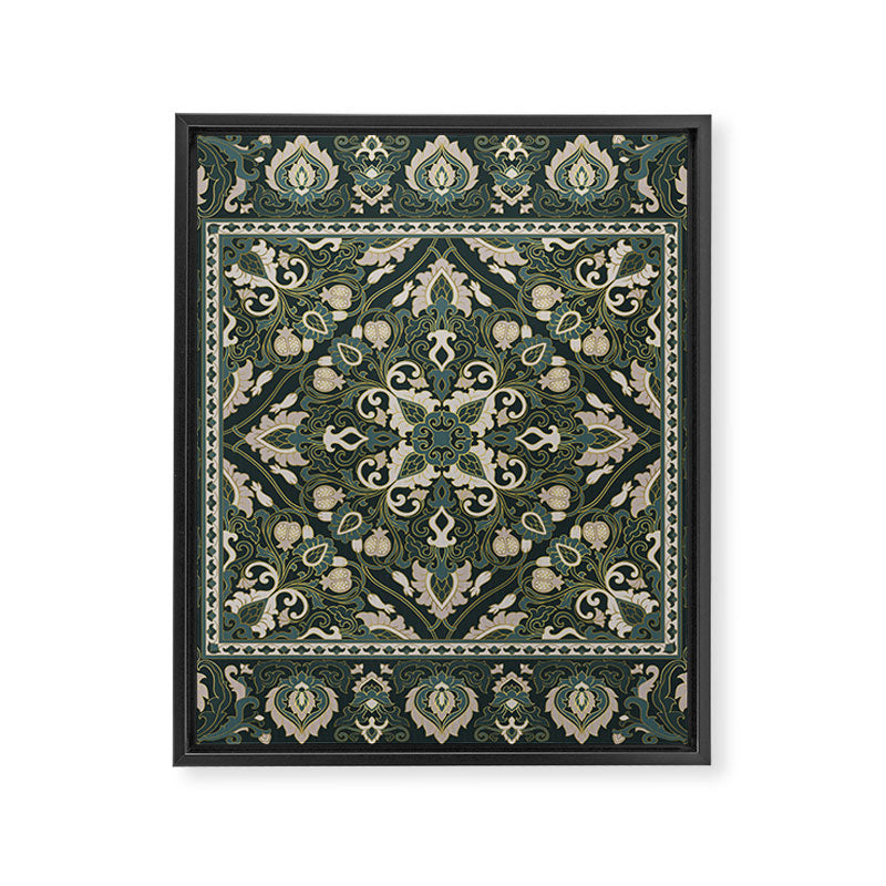 Ornamental Ethnic Bohemian Pattern VIII Emerald Gold Framed Canvas Print Gallery Image 8