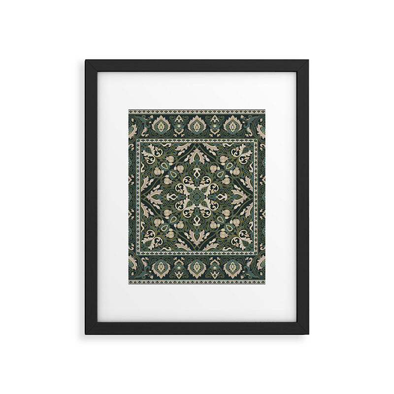 Ornamental Ethnic Bohemian Pattern VIII Emerald Gold Framed Art Print Gallery Image 6
