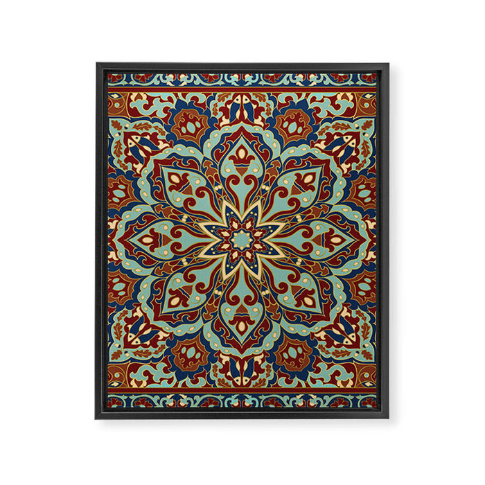 Ornamental Ethnic Bohemian Pattern V Sage Spice Framed Canvas Print Gallery Image 1