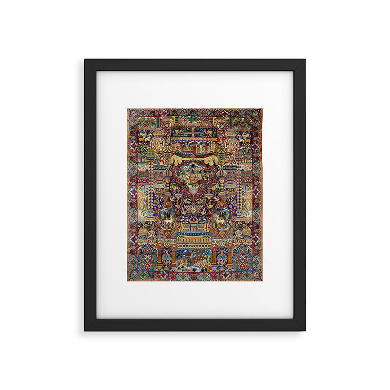 Ornate Antique Persian Kashmar Framed Art Print Gallery Image 4
