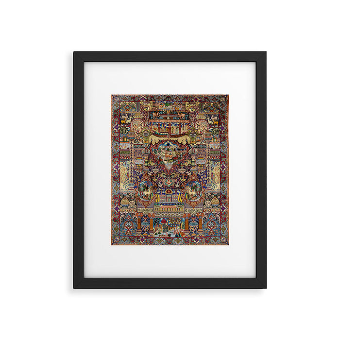 Ornate Antique Persian Kashmar Framed Art Print Gallery Image 1