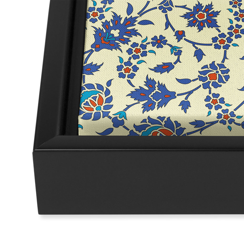 Ottoman Arabesque Floral Pattern Lemon Blue Turquoise & Red Framed Canvas Print Gallery Image 3