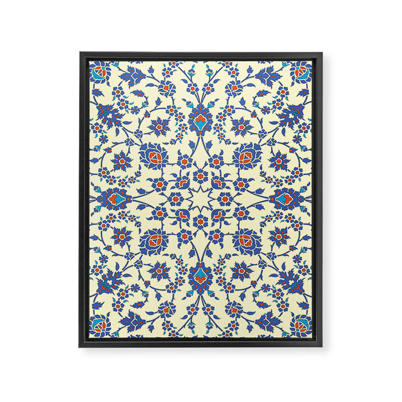 Ottoman Arabesque Floral Pattern Lemon Blue Turquoise & Red Framed Canvas Print Gallery Image 8