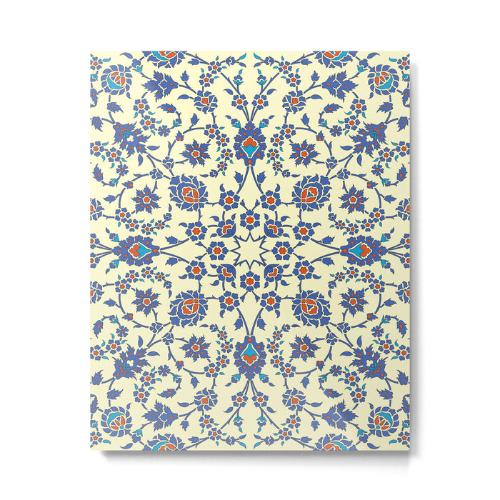 Ottoman Arabesque Floral Pattern Lemon Blue Turquoise & Red Metal Print Gallery Image 1