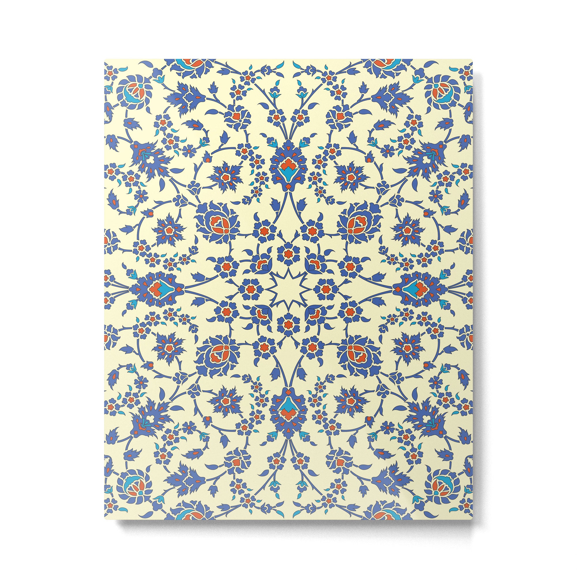 Ottoman Arabesque Floral Pattern Lemon Blue Turquoise & Red Metal Print Gallery Image 6