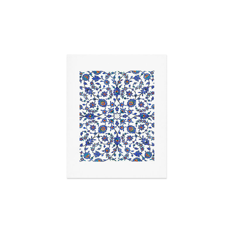 Ottoman Arabesque Iznik Pattern Indigo Blue White & Red Art Print Gallery Image 1