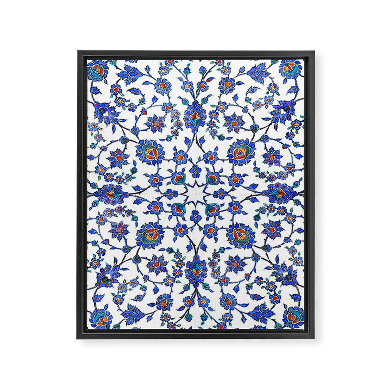 Ottoman Arabesque Iznik Pattern Indigo Blue White & Red Framed Canvas Print Gallery Image 8