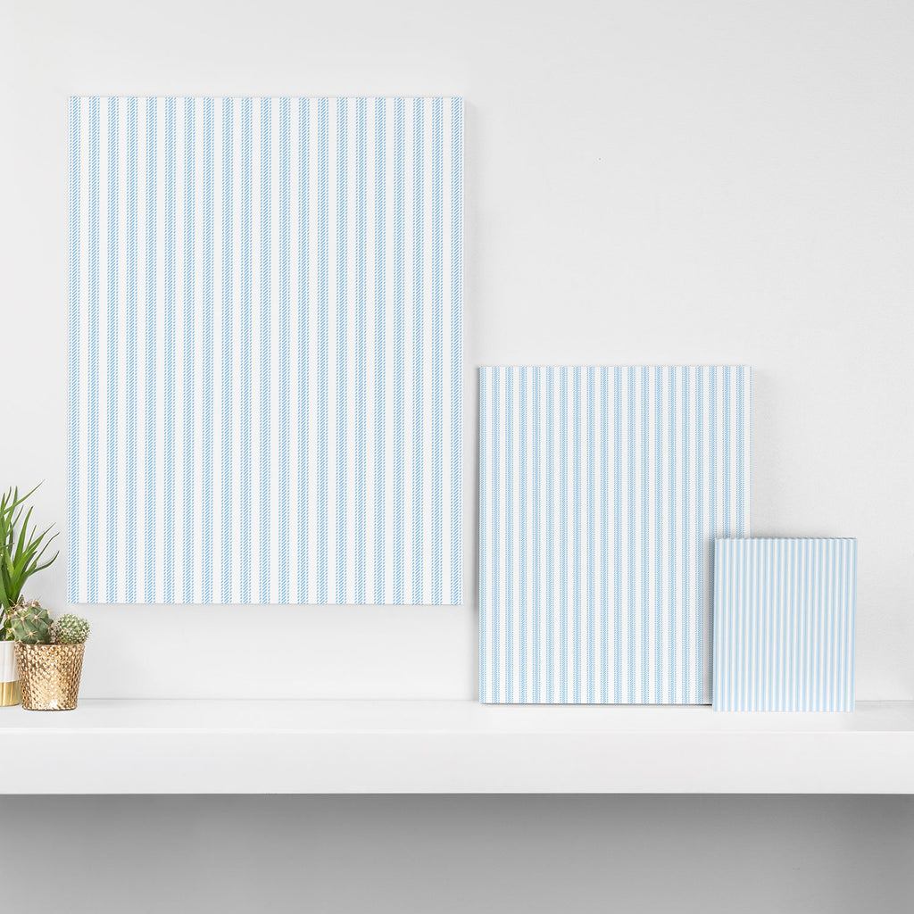 Pastel Blue & White Ticker Stripe Canvas Print Gallery Image 3