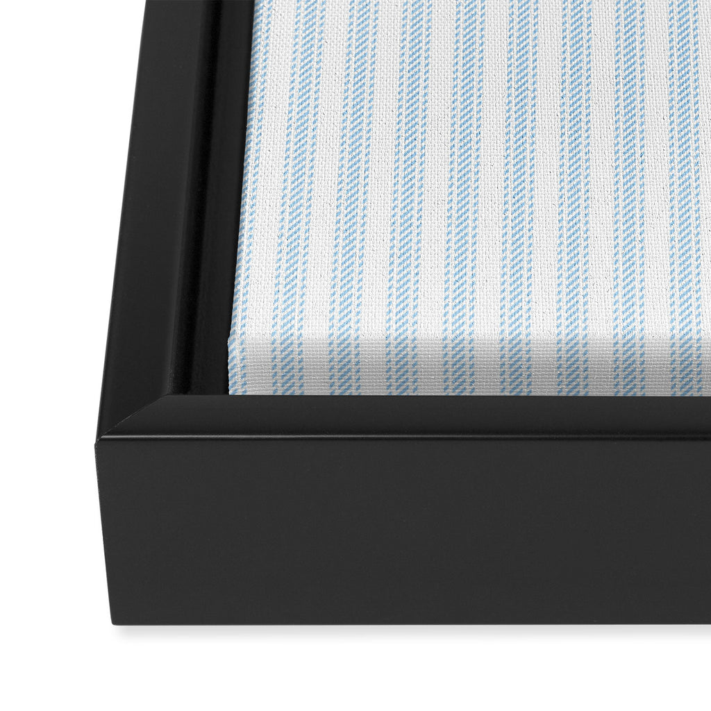 Pastel Blue & White Ticker Stripe Framed Canvas Print Gallery Image 3