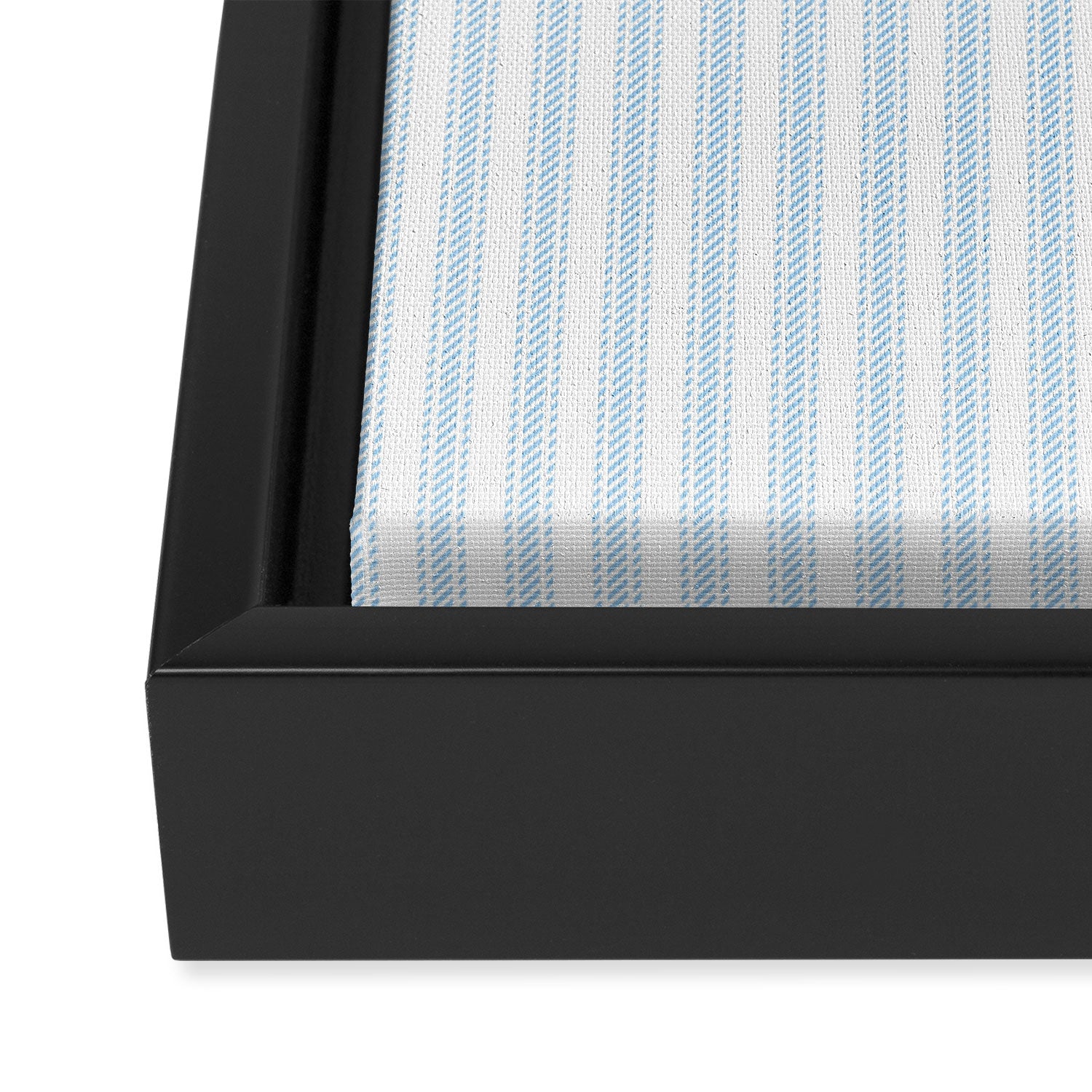 Pastel Blue & White Ticker Stripe Framed Canvas Print Gallery Image 3