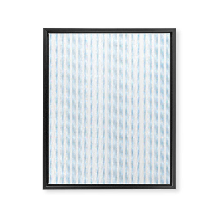 Pastel Blue & White Ticker Stripe Framed Canvas Print Gallery Image 1