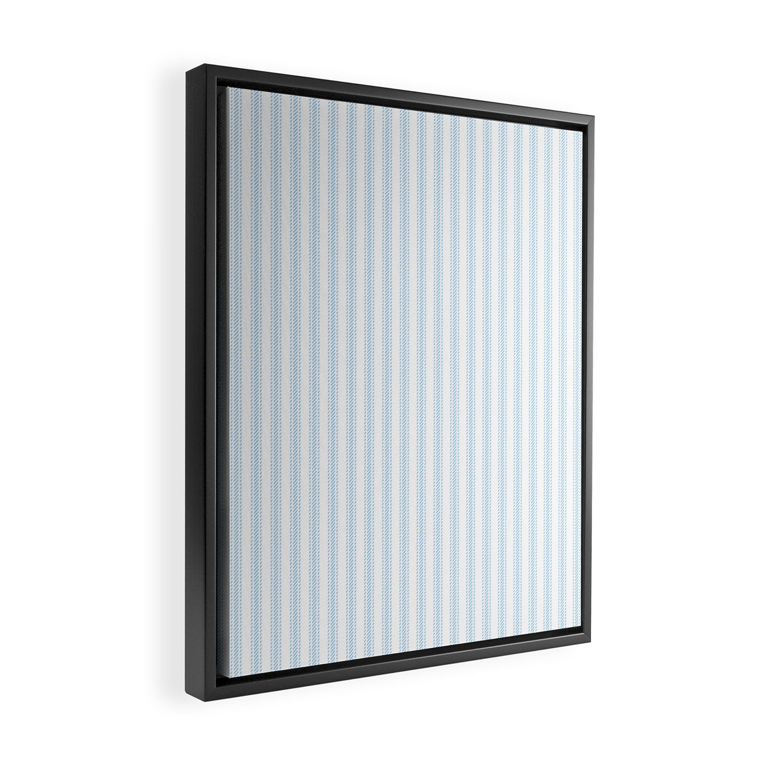 Pastel Blue & White Ticker Stripe Framed Canvas Print Gallery Image 2