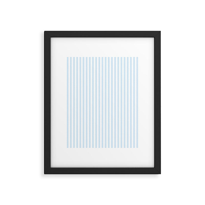 Pastel Blue & White Ticker Stripe Framed Art Print Gallery Image 6