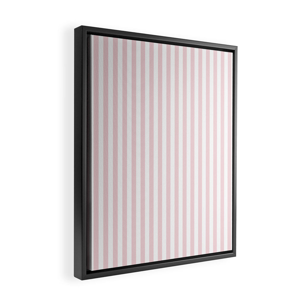 Pastel Pink & White Simple Stripe Framed Canvas Print Gallery Image 2