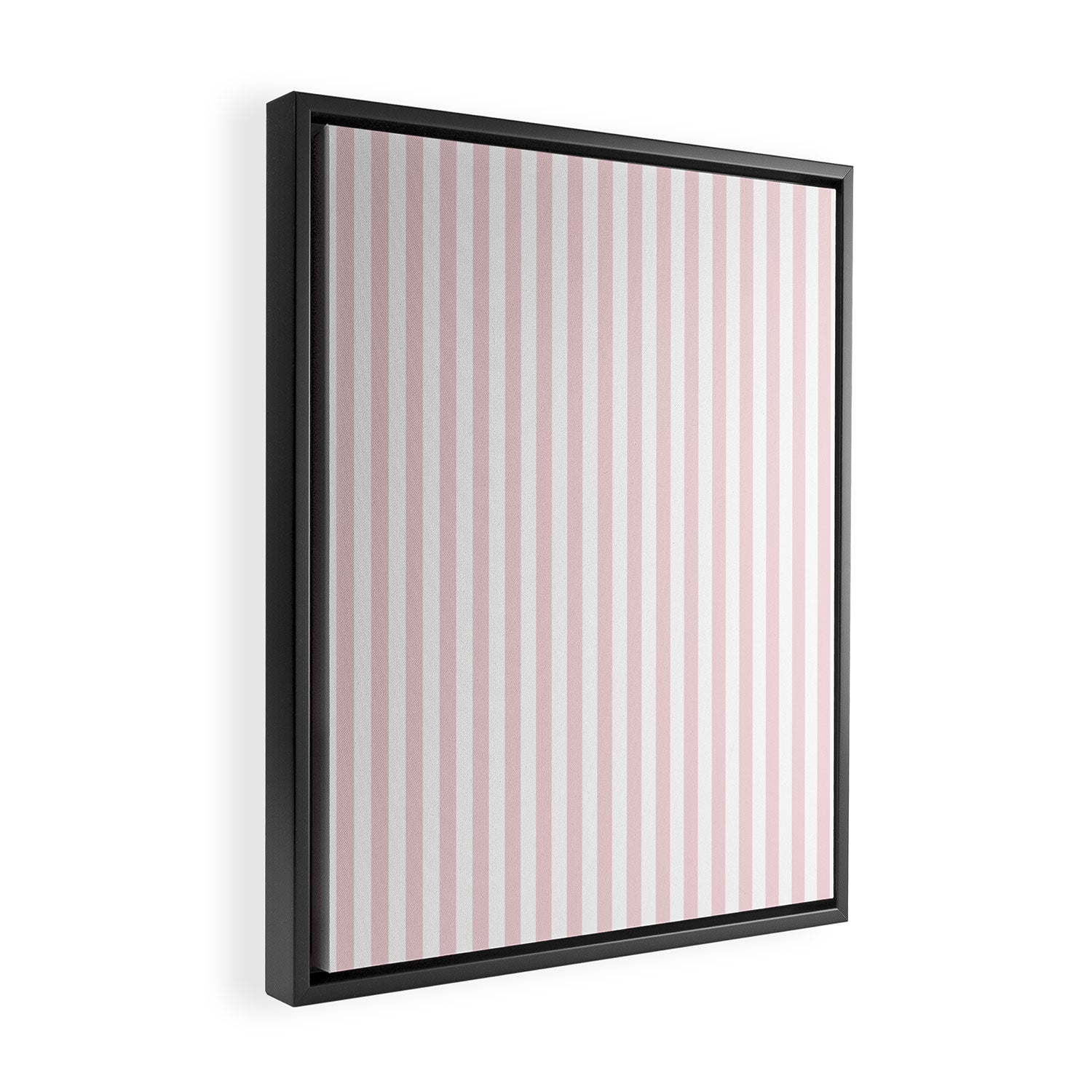 Pastel Pink & White Simple Stripe Framed Canvas Print Gallery Image 2