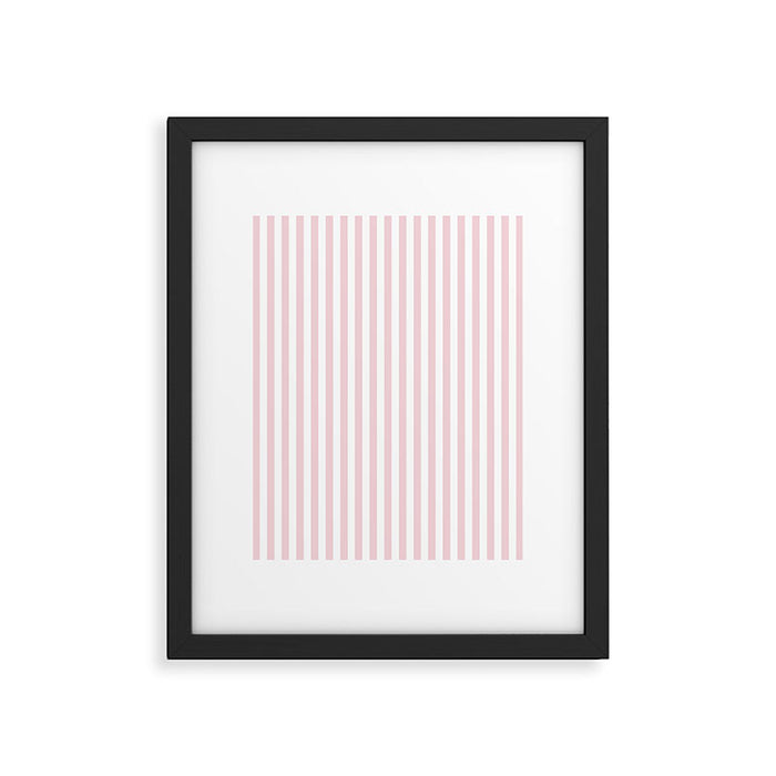 Pastel Pink & White Simple Stripe Framed Art Print Gallery Image 1