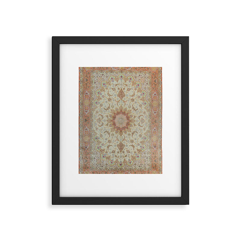 Peach Parsa Antique Persian Carpet Framed Art Print Gallery Image 5