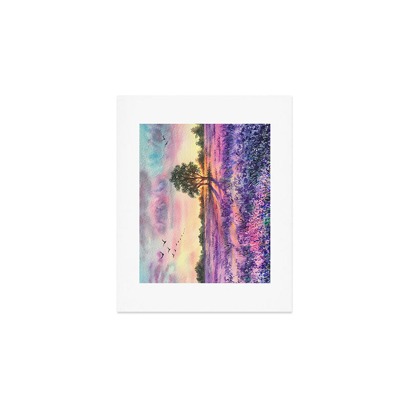 Provence Lavender Field at Sunset Art Print Gallery Image 1