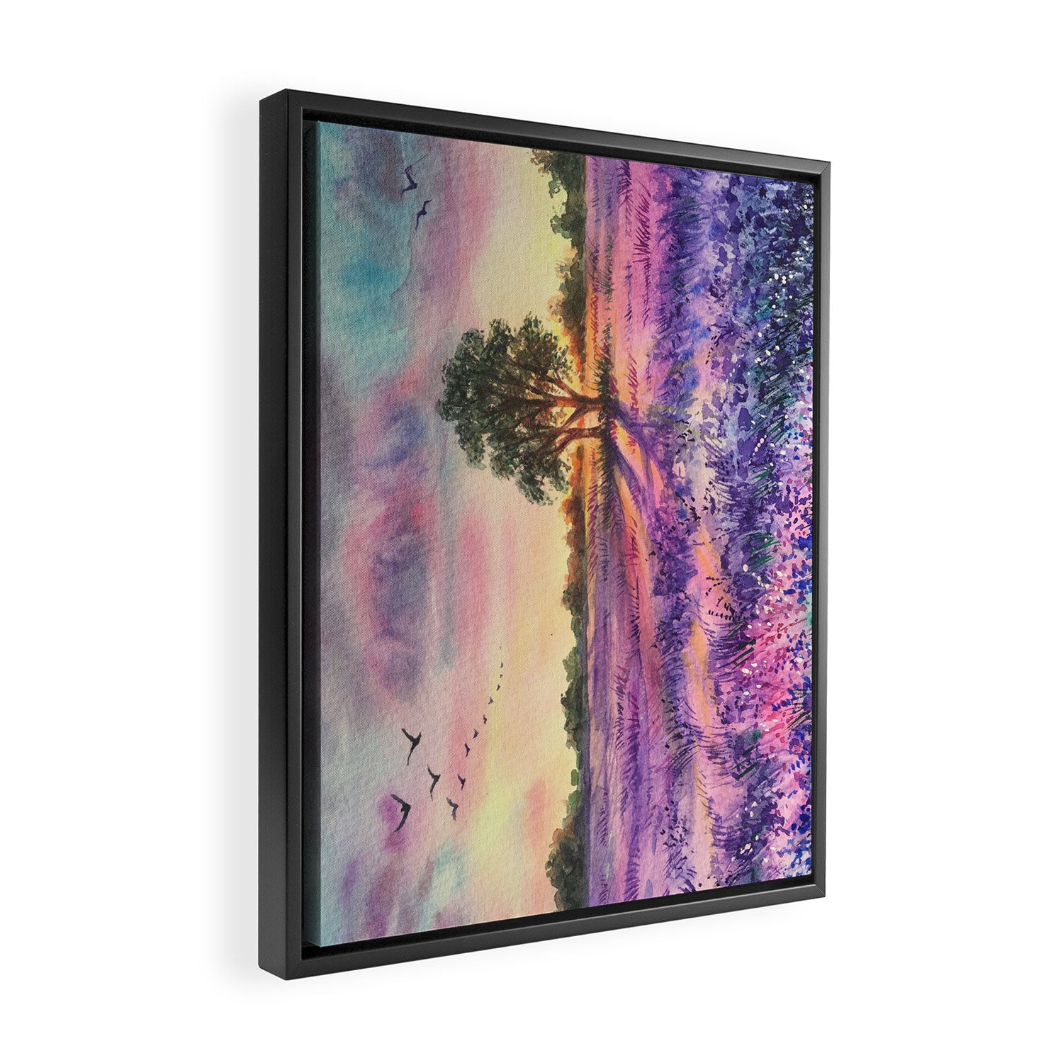 Provence Lavender Field at Sunset Framed Canvas Print Gallery Image 2