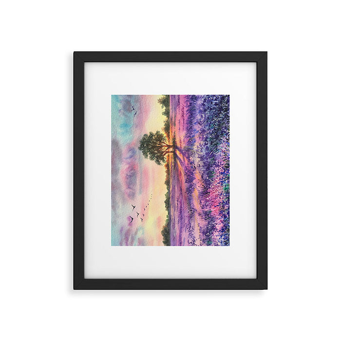 Provence Lavender Field at Sunset Framed Art Print Gallery Image 1