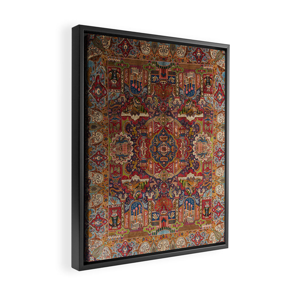Regal Antique Persian Kashmar Framed Canvas Print Gallery Image 2