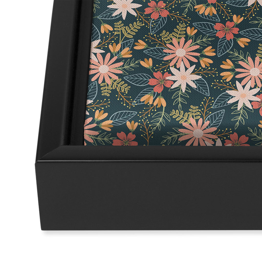 Retro Boho Oasis Tropical Ditsy Floral Framed Canvas Print Gallery Image 3