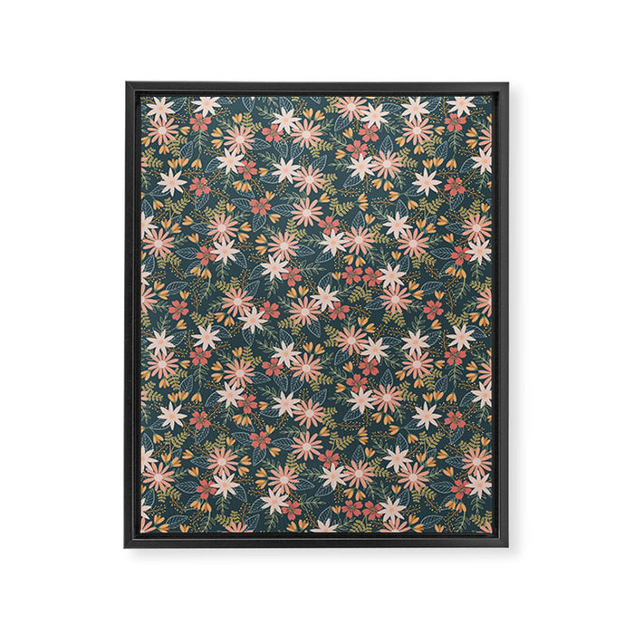 Retro Boho Oasis Tropical Ditsy Floral Framed Canvas Print Gallery Image 1