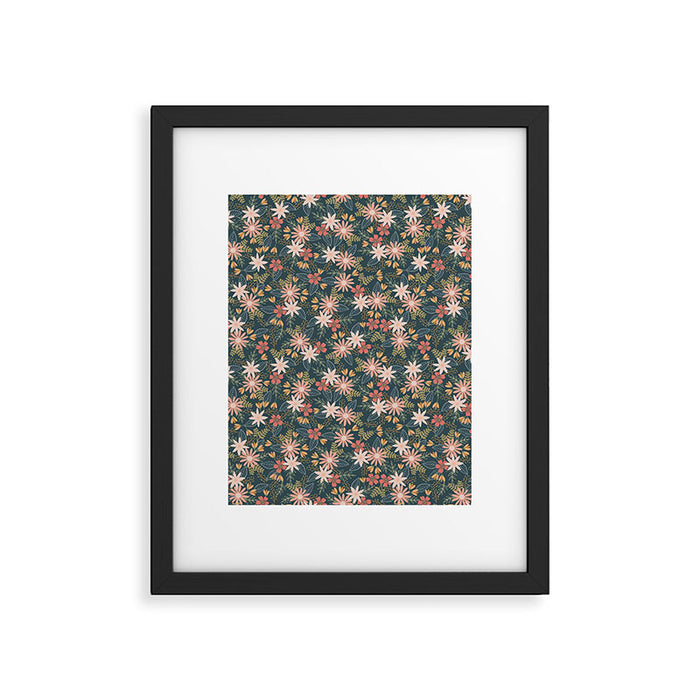 Retro Boho Oasis Tropical Ditsy Floral Framed Art Print Gallery Image 1