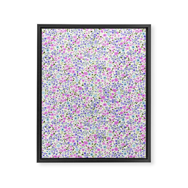 Retro Lilac Ditsy Cottage Garden Floral Framed Canvas Print Gallery Image 8