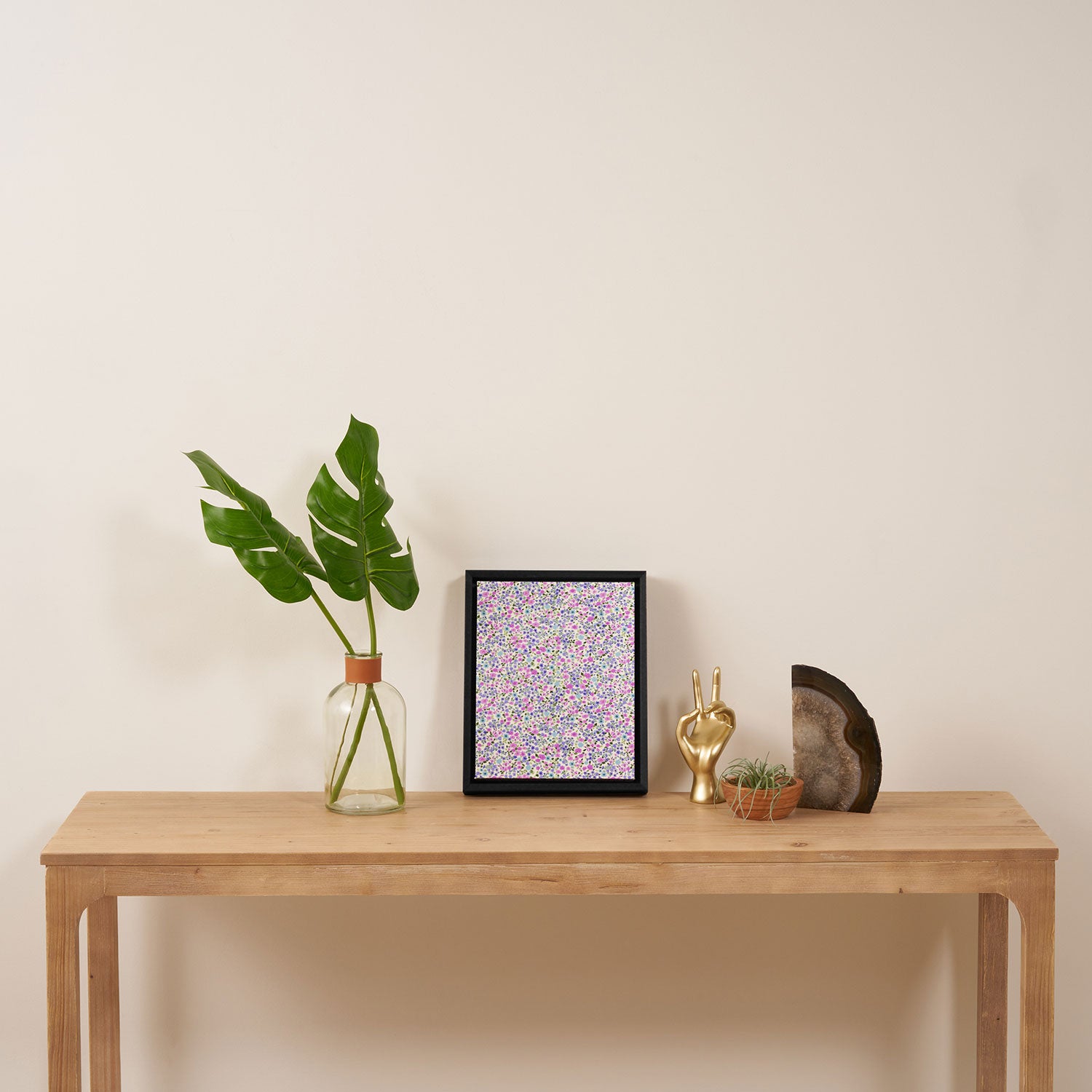 Retro Lilac Ditsy Cottage Garden Floral Framed Canvas Print Gallery Image 4
